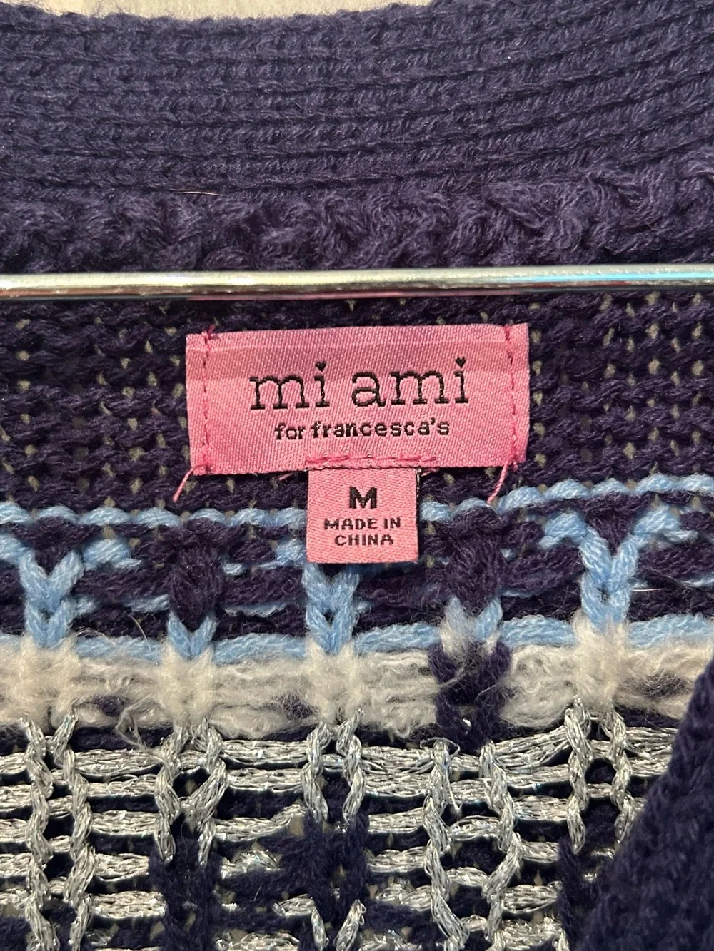 Francesca's Navy, Cream & Light Blue Cardigan